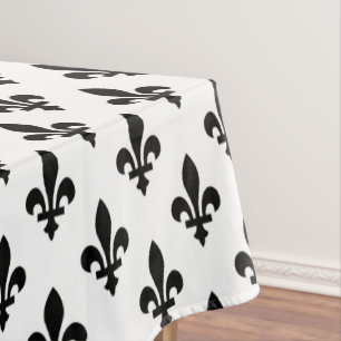 Fleur de Lis Patroon, Koninklijk Frans, Zwart op W Tafelkleed