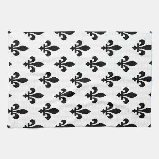 Fleur de Lis Patroon, Koninklijk Frans, Zwart op W Theedoek (Horizontaal)