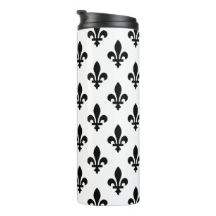 Fleur de Lis Patroon, Koninklijk Frans, Zwart op W Thermosbeker