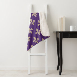 Fleur de Lis-patroon, Koninklijke Franse Crème op Sherpa Deken