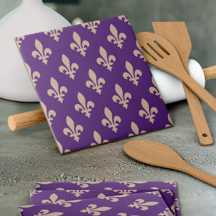 Fleur de Lis-patroon, Koninklijke Franse Crème op  Tegeltje