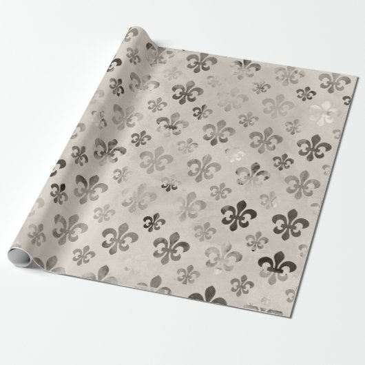 Fleur de Lis patroon verdrietige decoupage Cadeaupapier (Uitgerold)