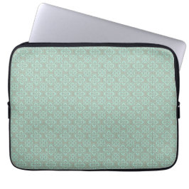 Fleur De Lis Pattern - Bright Mint en Khaki Laptop Sleeve