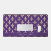 Fleur de Lis Pattern, Frans, Royal, Crème, Paarse Bureaumat (Keyboard & Muis)