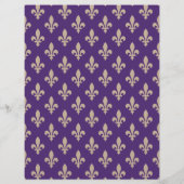 Fleur de Lis Pattern, Frans, Royal, Crème, Paarse Flyer (Achterkant)