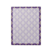 Fleur de Lis Pattern, Frans, Royal, Crème, Paarse Notitieblok (Gedraaid)