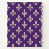 Fleur de Lis Pattern, Frans, Royal, Crème, Paarse Notitieboek (Achterkant)