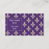 Fleur de Lis Pattern, Frans, Royal, Crème, Paarse Visitekaartje (Achterkant)