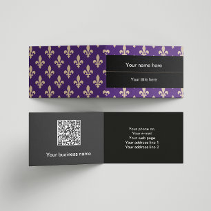 Fleur de Lis Pattern, Frans, Royal, Crème, Paarse Visitekaartjes