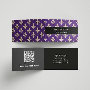 Fleur de Lis Pattern, Frans, Royal, Crème, Paarse Visitekaartjes