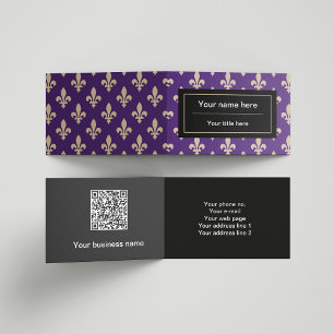 Fleur de Lis Pattern, Frans, Royal, Crème, Paarse Visitekaartjes