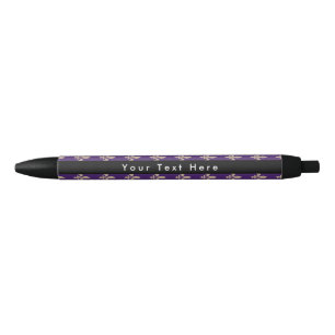 Fleur de Lis Pattern, Frans, Royal, Crème, Paarse Zwarte Inkt Pen