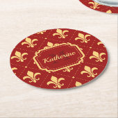 Fleur-de-lis Pattern Ronde Kartonnen Onderzetter (Gebogen)