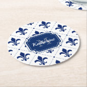 Fleur-de-lis Pattern Ronde Kartonnen Onderzetter (Gebogen)