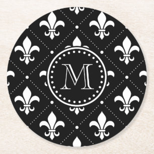 Fleur De Lis Pattern Ronde Kartonnen Onderzetter