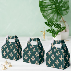 Fleur de Lis Pattern, Royal Franse crème op groen Bedankdoosjes