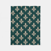 Fleur de Lis Pattern, Royal Franse crème op groen Fleece Deken (Voorkant)
