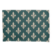 Fleur de Lis Pattern, Royal Franse crème op groen Kussensloop (Voorkant)
