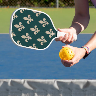 Fleur de Lis Pattern, Royal Franse crème op groen Pickleball Paddle