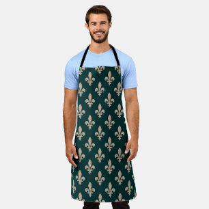 Fleur de Lis Pattern, Royal Franse crème op groen Schort