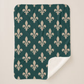 Fleur de Lis Pattern, Royal Franse crème op groen Sherpa Deken (Voorkant)