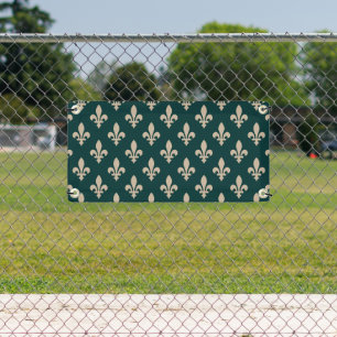 Fleur de Lis Pattern, Royal Franse crème op groen Spandoek