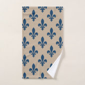Fleur de Lis Pattern, Royal French Blue op Crème Bad Handdoek (Handdoek)