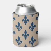 Fleur de Lis Pattern, Royal French Blue op Crème Blikjeskoeler (Blikje Voorkant)