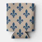 Fleur de Lis Pattern, Royal French Blue op Crème Blikjeskoeler (Voorkant)