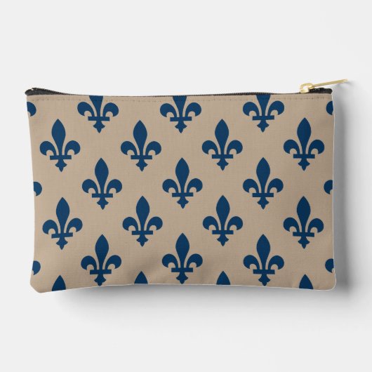 Fleur de Lis Pattern, Royal French Blue op Crème Etui (Achterkant)