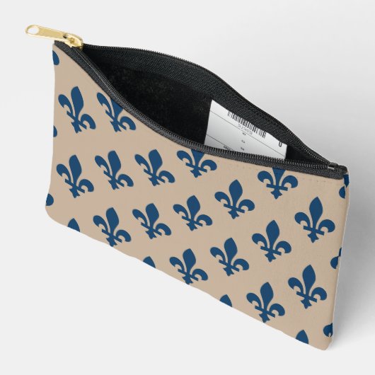 Fleur de Lis Pattern, Royal French Blue op Crème Etui (Open)