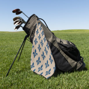 Fleur de Lis Pattern, Royal French Blue op Crème Golfhanddoek