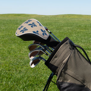 Fleur de Lis Pattern, Royal French Blue op Crème Golfheadcover