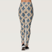 Fleur de Lis Pattern, Royal French Blue op Crème Leggings (Achterkant)