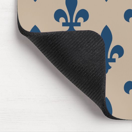 Fleur de Lis Pattern, Royal French Blue op Crème Muismat (Hoek)