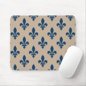Fleur de Lis Pattern, Royal French Blue op Crème Muismat (Met muis)