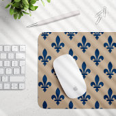 Fleur de Lis Pattern, Royal French Blue op Crème Muismat