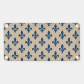 Fleur de Lis Pattern, Royal French Blue op Crème Spandoek (Horizontaal)