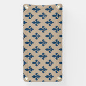 Fleur de Lis Pattern, Royal French Blue op Crème Spandoek (Verticaal)