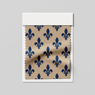 Fleur de Lis Pattern, Royal French Blue op Crème Stof