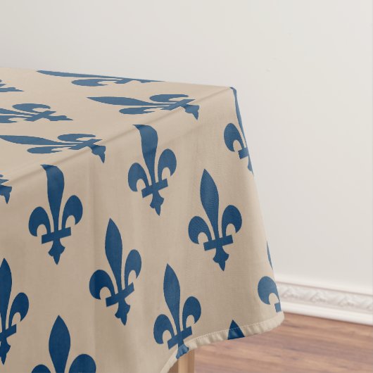 Fleur de Lis Pattern, Royal French Blue op Crème Tafelkleed (Voorbeeld)