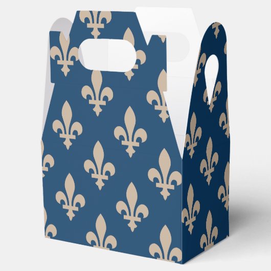 Fleur de Lis Pattern, Royal French, Cream on Blue Bedankdoosjes (Geopend)