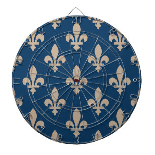 Fleur de Lis Pattern, Royal French, Cream on Blue Dartbord