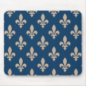 Fleur de Lis Pattern, Royal French, Cream on Blue Muismat (Voorkant)