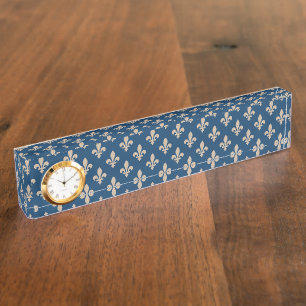 Fleur de Lis Pattern, Royal French, Cream on Blue Naambordje