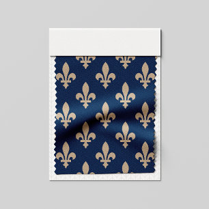 Fleur de Lis Pattern, Royal French, Cream on Blue Stof