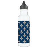 Fleur de Lis Pattern, Royal French, Cream on Blue Waterfles (Rechts)