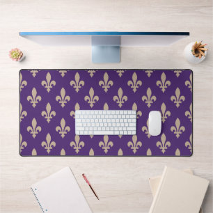 Fleur de Lis Pattern, Royal French Cream op Paarse Bureaumat