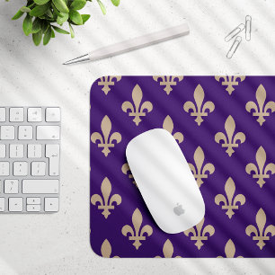 Fleur de Lis Pattern, Royal French Cream op Paarse Muismat