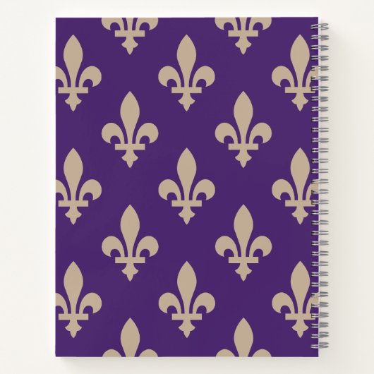 Fleur de Lis Pattern, Royal French Cream op Paarse Notitieboek (Achterkant)